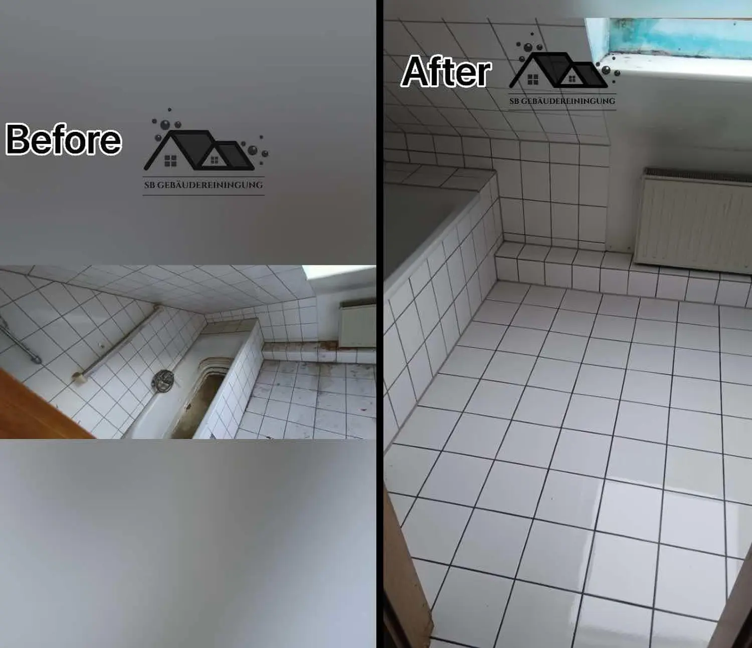 vor und nach der Reinigung durch Sb Gebauderainige