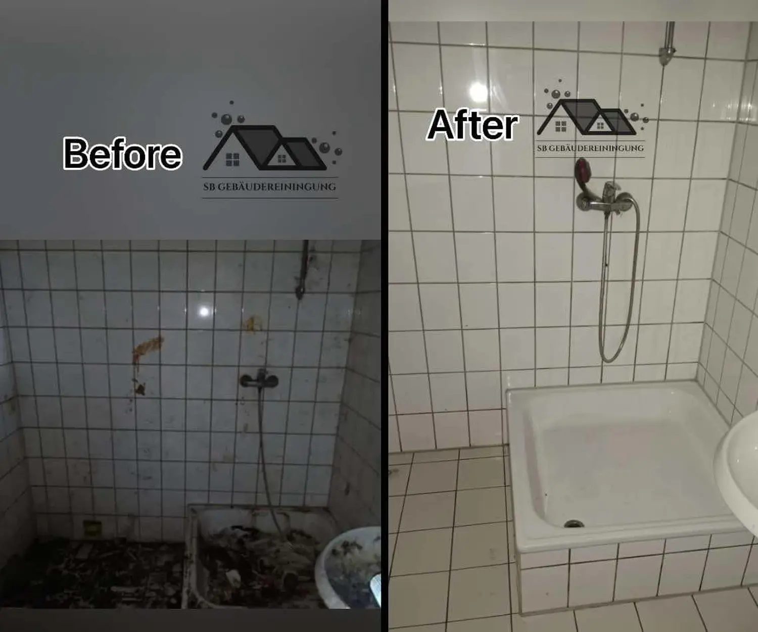 vor und nach der Reinigung durch Sb Gebauderainige